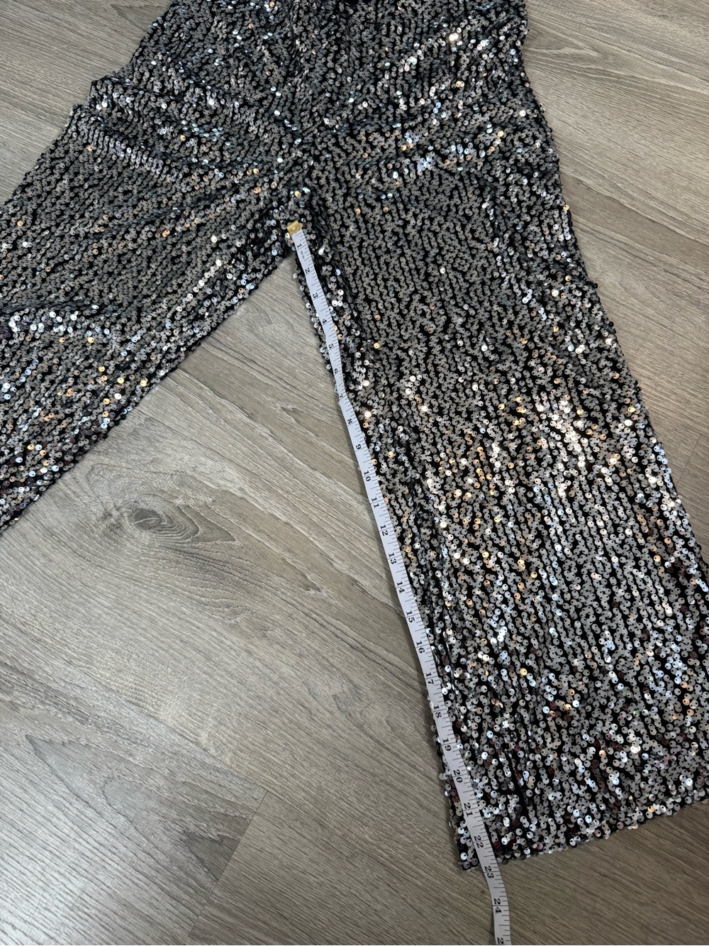 Maeve Anthropologie Sequin Wide-Leg Pants Silver - party Vegas nightclub - Picture 7 of 7